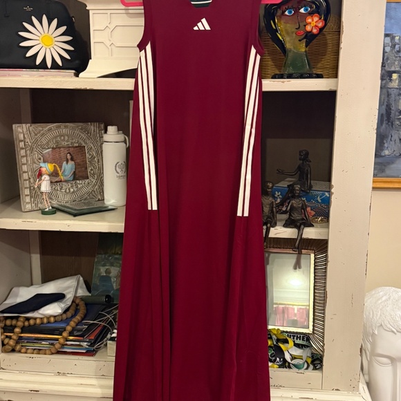 adidas tiro cut 3 stripes soft mesh long dress collegiate burgundy XS - Picture 8 of 8